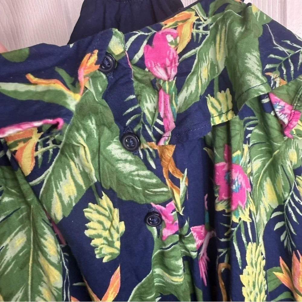 Janie and Jack Tropical Monkey Print Dress with Strappy Back Girls Size 12 GUC